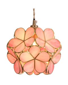 Bieye L10742 Petals Tiffany Style Stained Glass Ceiling Pendant Light with 8-inch Wide Lampshade (Pink, 8" Cherry Blossom)
