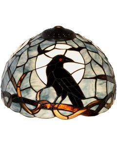 Bieye S10956 Raven Sitting on Bare Tree Tranch Against Full Moon Tiffany Style Stained Glass Lampshade (Dark Blue, 12Wx7.75H)