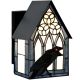 Bieye L10985 Tiffany-Style Stained Glass Outdoor Wall Sconce, Raven Porch Light for Front Door Entryway Patio (Dark Blue Gothic Window, 6.25
