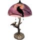 Bieye L13002 Ravens Sitting on Bare Tree Branch Against Full Moon Hand-Painted Glass Table Lamp with Raven Nest Lamp Base for Halloween Home Decor (Reddish Purple, 14