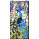 Bieye W10096 Peacock in Garden Tiffany Style Stained Glass Window Panel for Home Decor (Blue, 19.5Wx40.5H Rectangular)