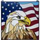 BIEYE W10108 Bald Eagle with American Flag Tiffany-Style Stained Glass Window Panel – 22