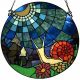 Bieye W10109 Land Snail in Moonlit Forest Tiffany Style Stained Glass Window Panel, 16 inches Round for Window or Wall Decor