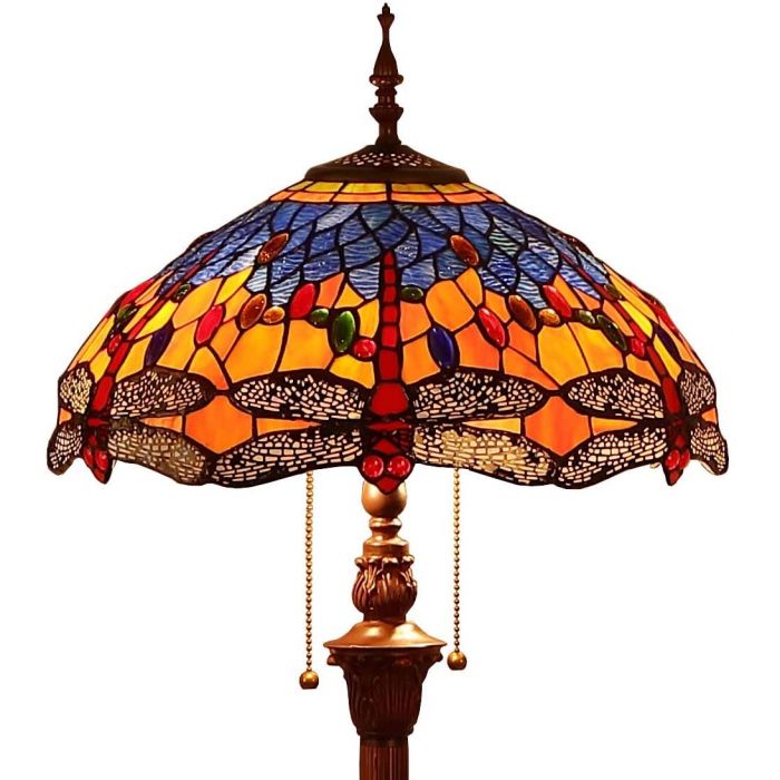 Style Stained Glass Lamps, Dragonfly Torchiere Floor Lamp