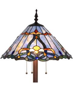 Bieye L10687 Baroque Tiffany Style Stained Glass Floor Lamp with 18 Inch Wide Blue Shade for Reading Working Bedroom Living Room, 3 Lights, 63 inch Tall 