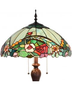  Bieye L10740 Rose Flower Tiffany Style Stained Glass Floor Lamp with 18-inch Wide Shade for Reading Working Bedroom, 3 Lights, 65 inch Tall 