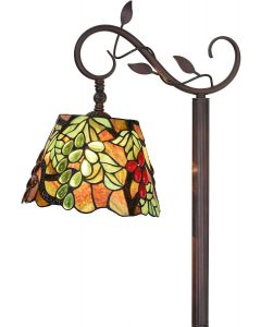  Bieye L10767 Grape Tiffany Style Stained Glass Floor Reading Lamp with Adjustable Light Direction, 63 inches Tall 