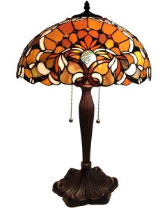 Bieye L10789 Baroque Tiffany Style Stained Glass Table Lamp with 16 inches Wide Lampshade, 24 inches Tall, Orange 