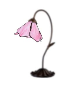 Bieye LS02 Tiffany Style Stained Glass Lampshade, Pink Flower, 8-inches